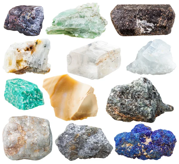 Набір природних каменів і каменів ізольовані — стокове фото