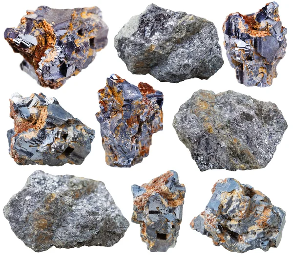 Verschiedene mineralische Edelsteine und Kristalle aus Galena — Stockfoto