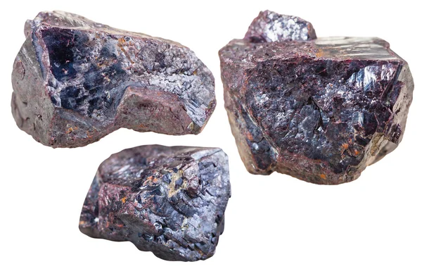 Three Cuprite mineral gem stones isolated — Stock Photo, Image