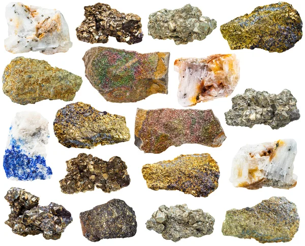 Diversas piedras de gema mineral de pirita y rocas — Foto de Stock