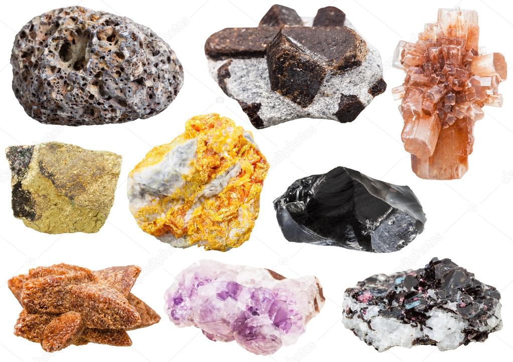 collection of various mineral crystals and stones