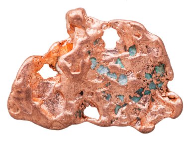 natural nugget of native copper isolated clipart