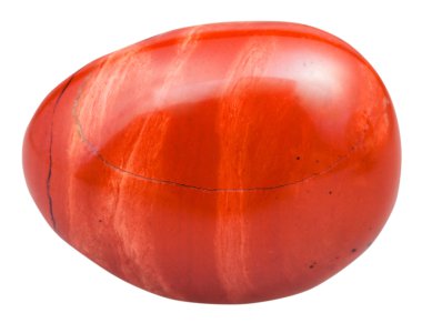 cabochon of red jasper gemstone isolated on white