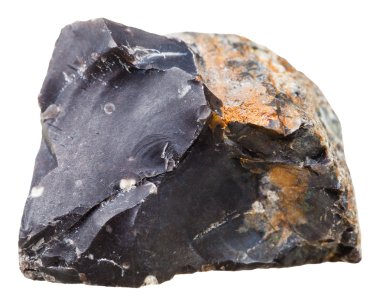 black flint (chert) crystalline rock isolated clipart