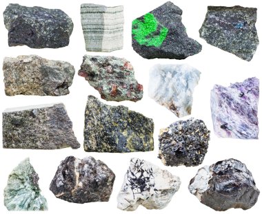 set of natural mineral rock stones isolated clipart