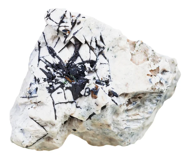 Cristalli di Ilmenite alla roccia dolomitica isolati — Foto Stock
