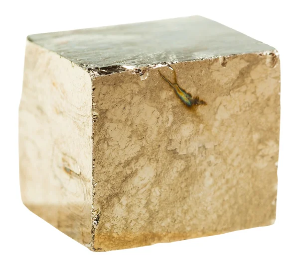 Pedra de cristal cúbico de pirita isolada — Fotografia de Stock