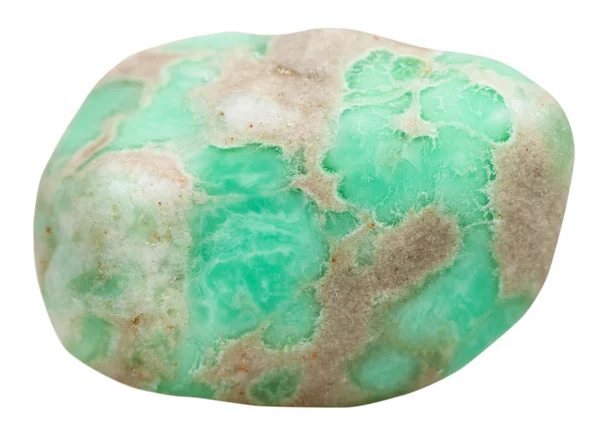 Tumbled Variscite gemstone isolated on white — 스톡 사진