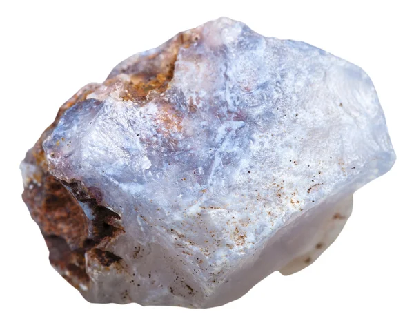 Blu Calcedonio roccia cristallina isolata su bianco — Foto Stock