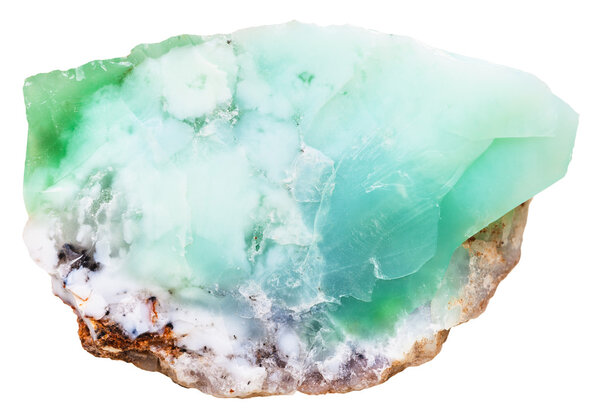Chrysoprase gemstone isolated on white