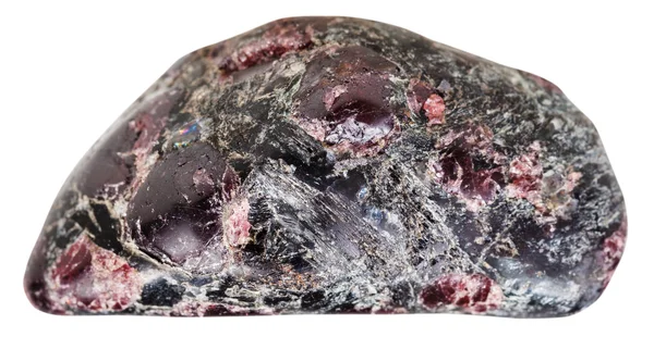 Pebble with tumbled garnet gemstones in rock — Stock Photo, Image