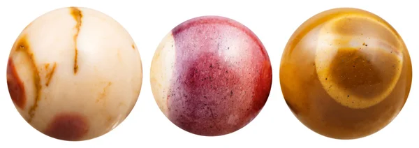 Three balls from natural gemstone Mookaite — Stock Photo, Image