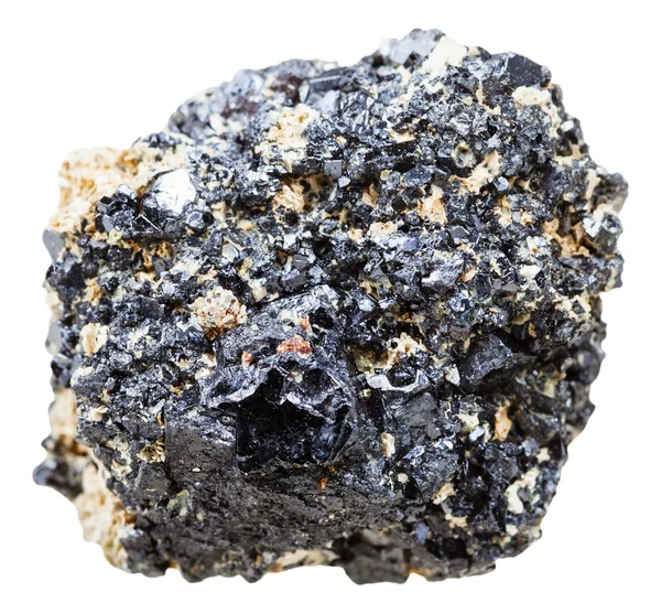 钙钛矿结晶岩上白色孤立 图库图片