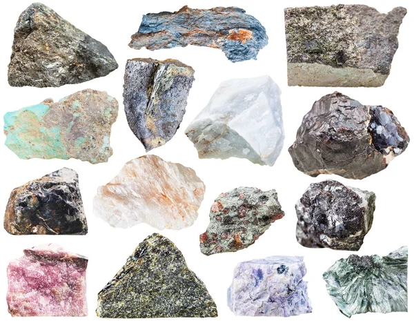 Колекція природного мінерального каменю ізольовано Стокова Картинка