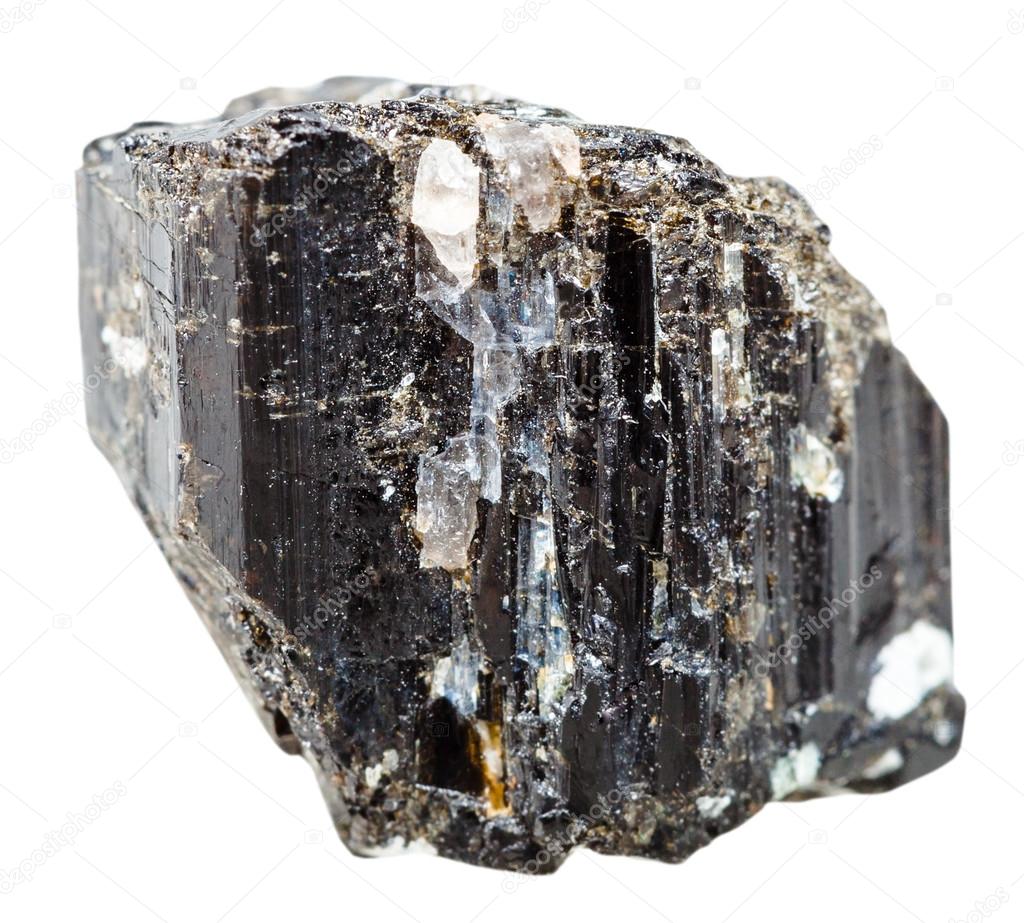 Schorl (black Tourmaline) crystal isolated