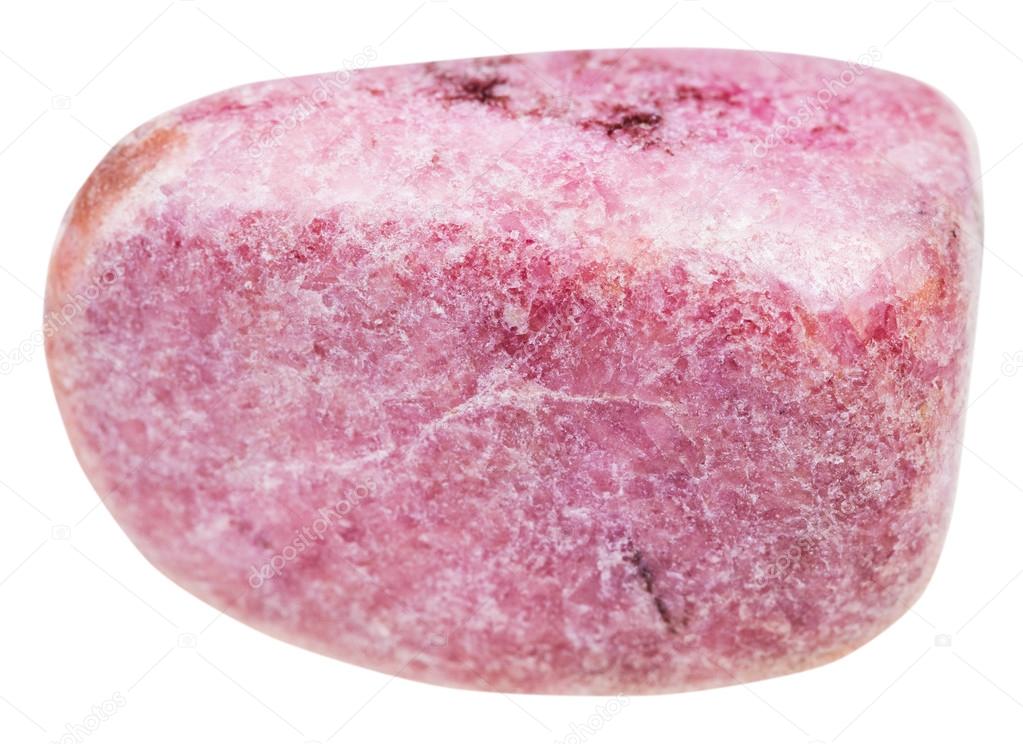pebble of Rhodonite gemstone isolated