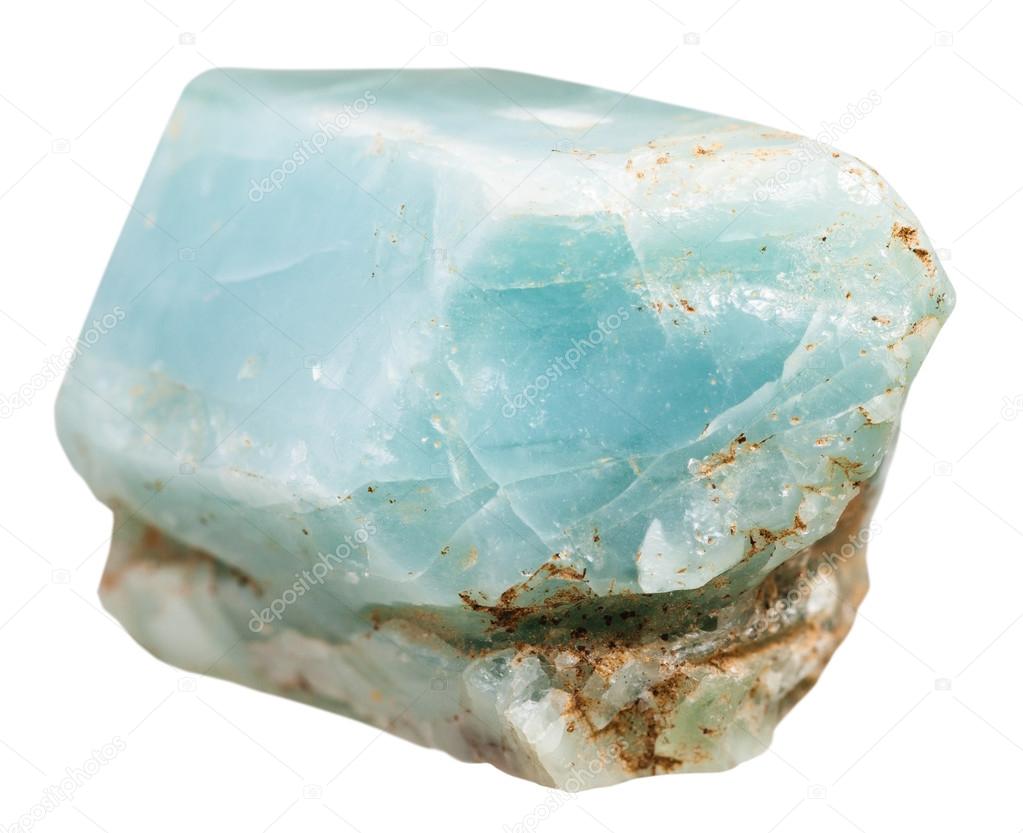 crystal of apatite gem stone isolated on white