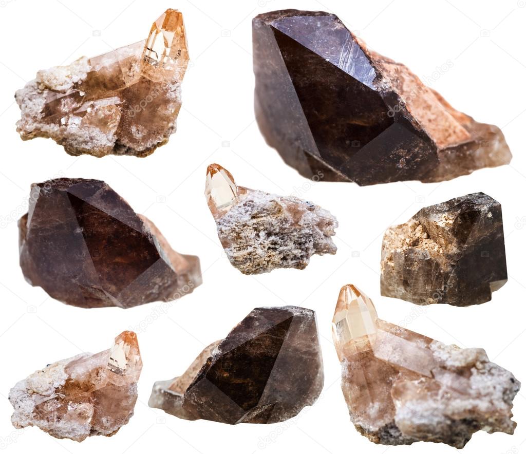 topaz and Rauchtopaz (smoky quartz) crystals