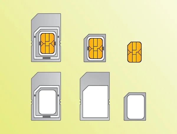 SIM kart türleri. Vektör çizim — Stok Vektör