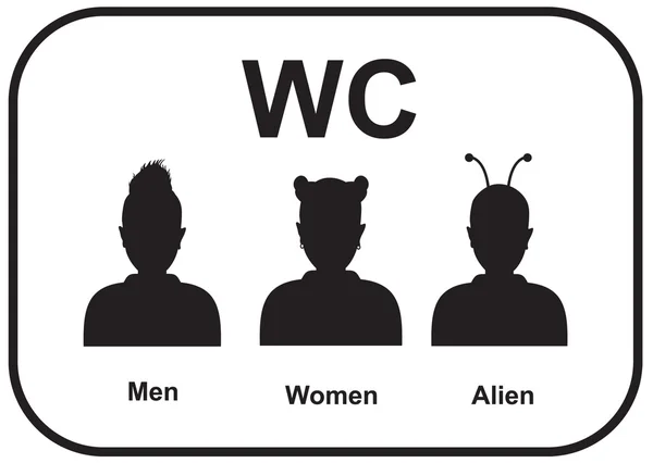 WC simgesi. Erkek ve kadın uzaylı tuvalet