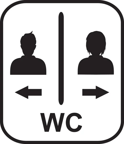 Icono de signo de WC. Símbolo sanitario. WC masculino y femenino — Archivo Imágenes Vectoriales