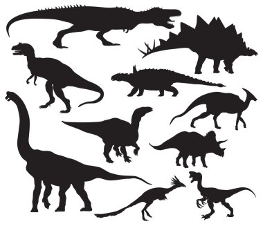 Vektör dinozor siluetleri