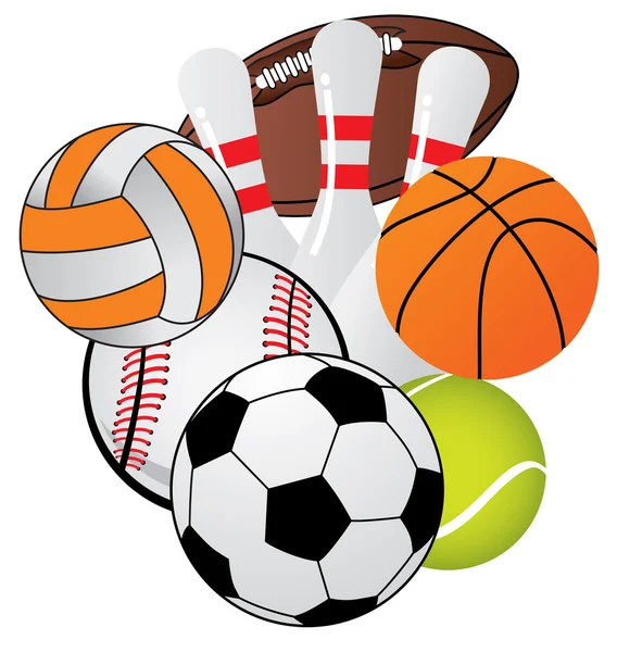 Conjunto de bolas de juego, deporte, ocio — Vector de stock