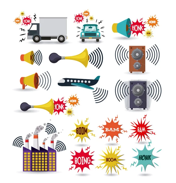 Diseño de contaminación acústica — Vector de stock