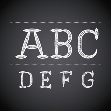Tebeşir kartı tasarımı üzerinde yazılı alfabesi
