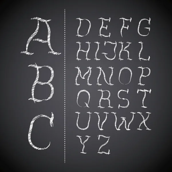 Alfabet skriftligt på krita ombord design — Stock vektor