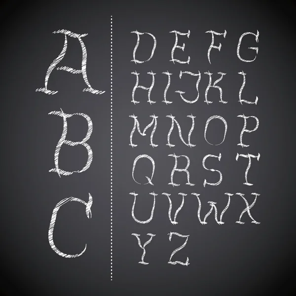 Alphabet écrit sur la conception du tableau à craie — Image vectorielle