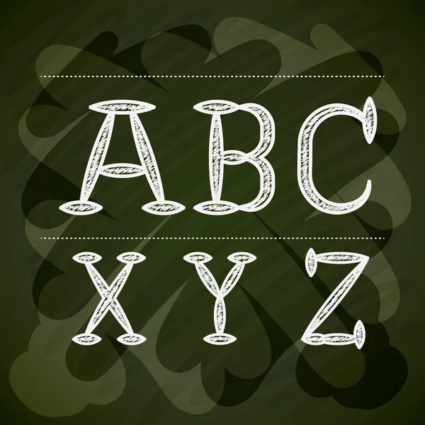 Alphabet écrit sur la conception du tableau à craie — Image vectorielle