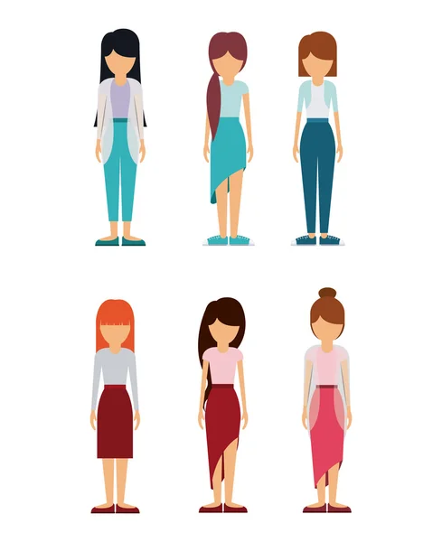 集团年轻女性设计 — 图库矢量图片