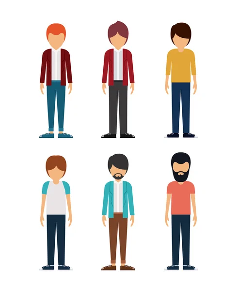 Group of young men design — Stock Vector