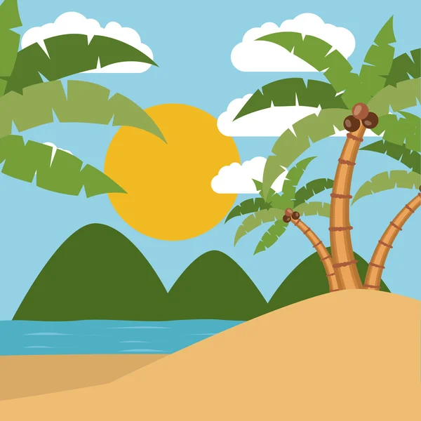 熱帯の夏の風景デザイン — ストックベクタ