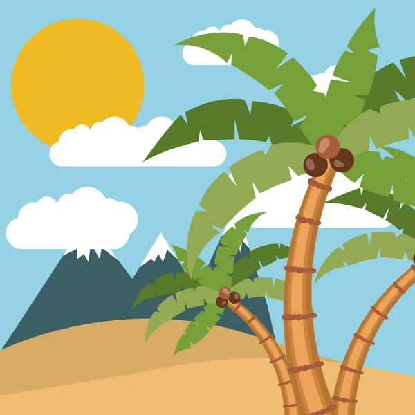 Tropisk sommar landskapsdesign — Stock vektor