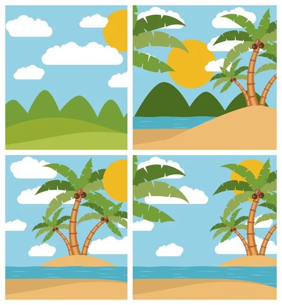 Diseño de paisaje tropical de verano — Vector de stock