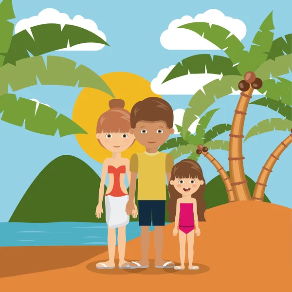 Familie strand vakantie ontwerp — Stockvector