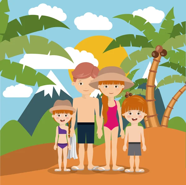 Familie strand vakantie ontwerp — Stockvector