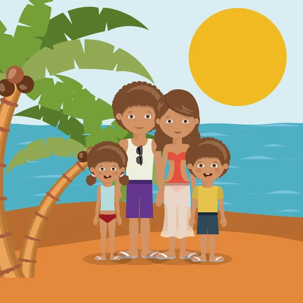 Familie strand vakantie ontwerp — Stockvector