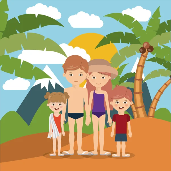 Καλοκαιρινές διακοπές σε οικογενειακό σχεδιασμό — Διανυσματικό Αρχείο