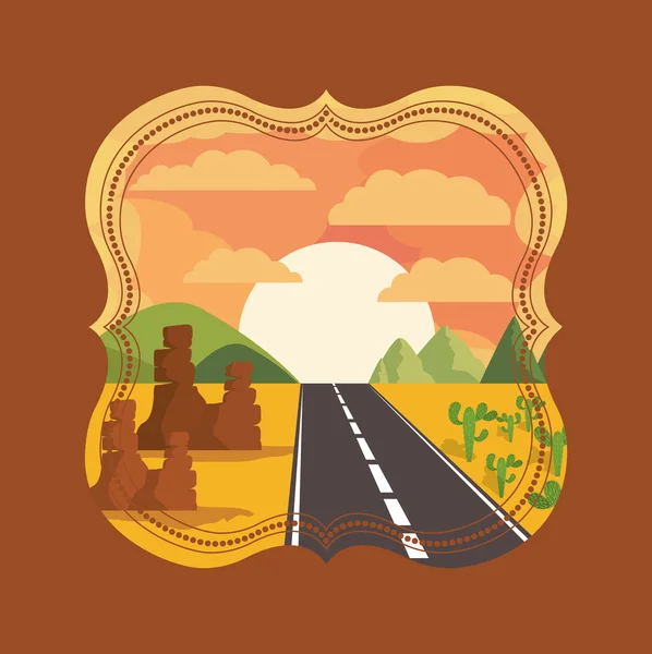 Hermoso paisaje marco diseño — Vector de stock