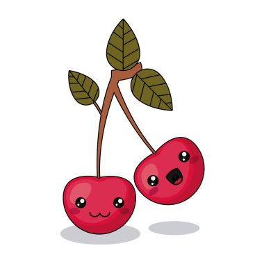 kiraz meyve izole karakter simgesi tasarım
