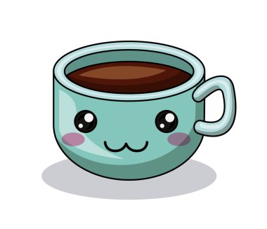 fincan kahve karakter kawaii tarzı izole simge tasarımı