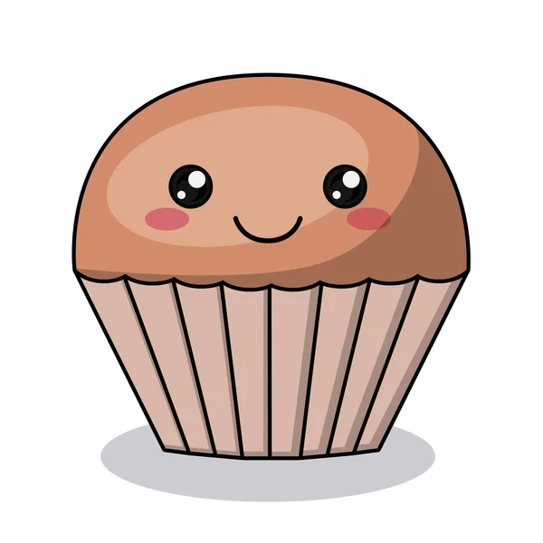 Cupcake karakter kawaii tarzı izole simge tasarımı — Stok Vektör
