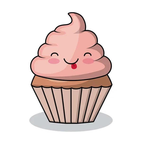 Cupcake carácter kawaii estilo aislado icono de diseño — Archivo Imágenes Vectoriales