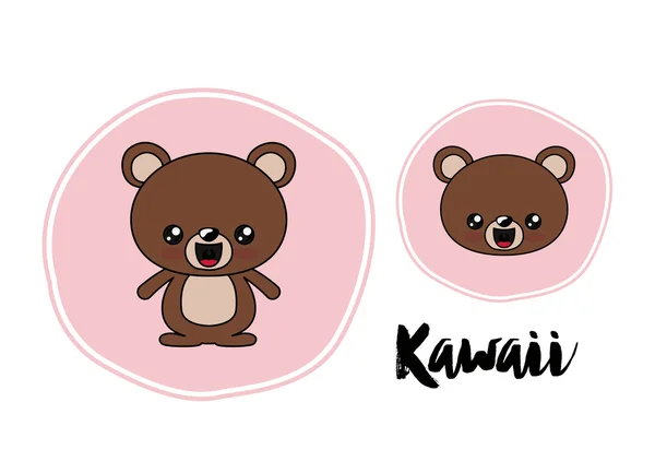 Ours caractère kawaii icône isolée design — Image vectorielle