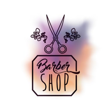 suluboya arka plan izole simge desi üzerinde berber dükkanı etiket