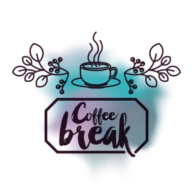 suluboya arka plan izole simge desig üzerinde coffe zaman etiketi