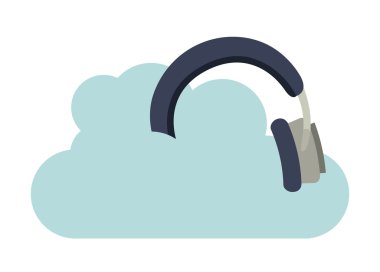 simgesi tasarım kulaklıklar müzik bulut ile izole